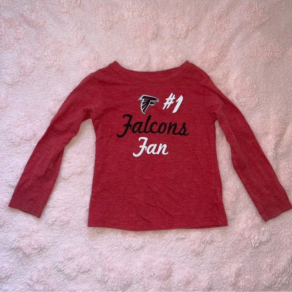NFL Apparel Toddler Size 4T Red Atlanta Falcons Football Long Sleeve Shirt